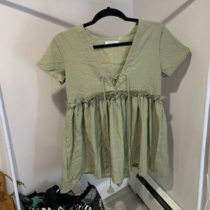 Green striped dress